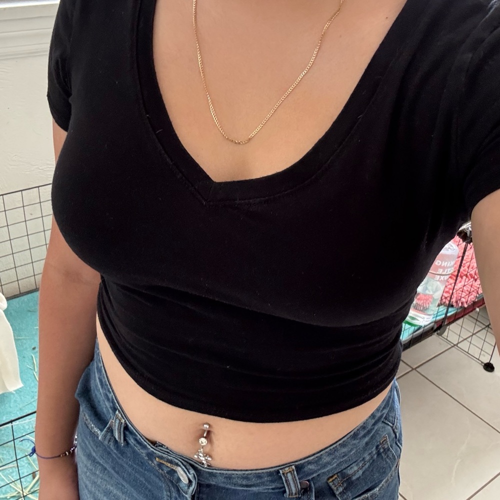 Classic Black V-Neck Women's Top